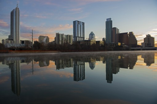 Austin skyline looking east from Auditorium Shores by Ted Lee Eubanks