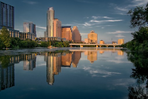 Drake Bridge and the Austin Skyline by Ted Lee Eubanks